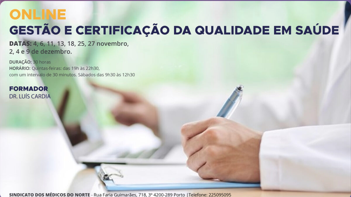Formação Online – Gestão e Certificação da Qualidade em Saúde